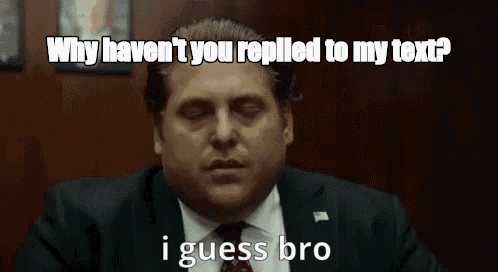 Why haven't you replied to my text? - I Guess Bro Meme GIF
